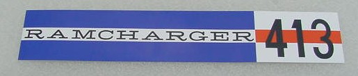62 Dodge RAMCHARGER 413 V/C DECAL NEW