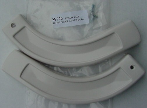 64-67 B & SOME 2 DR C-BODY BENCH HINGE COVERS - WHITE