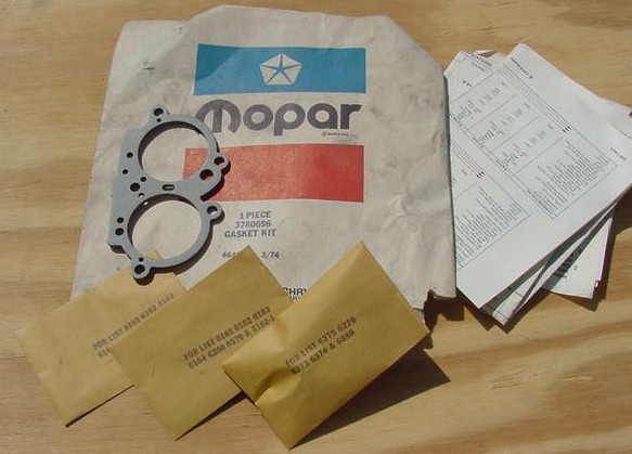 Mopar NOS Carb Gaskets 2 bbl 3780696 Parts