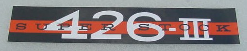 64 Plymouth SUPER STOCK 426 Stage III V/C DECAL NE