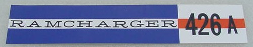 63 64 Dodge RAMCHARGER 426 A V/C DECAL NEW