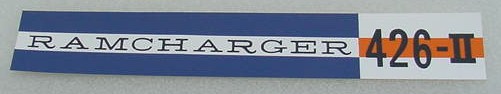 64 Dodge RAMCHARGER 426 II V/C DECAL NEW