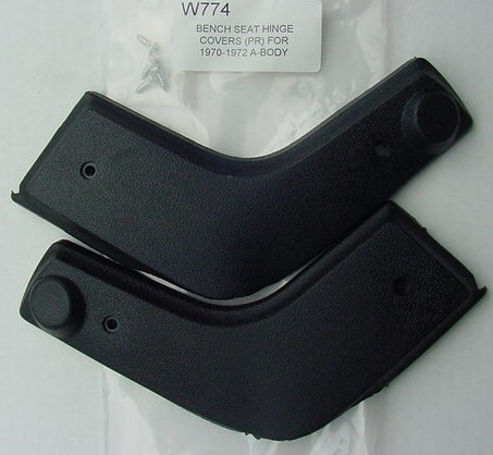 70-72 A-BODY BENCH HINGE COVERS - BLACK