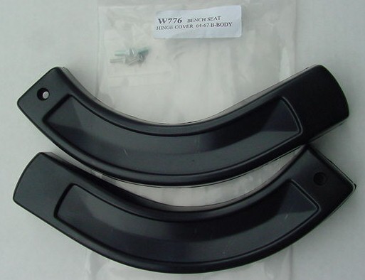 64-67 B & SOME 2 DR C-BODY BENCH HINGE COVERS - BLACK